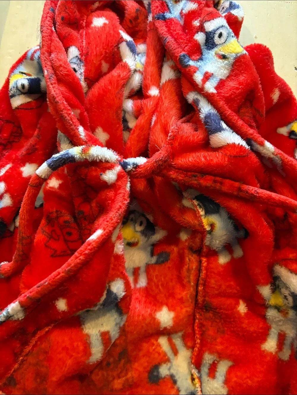 Kids' Red Plush Minion Hooded Bath Robe